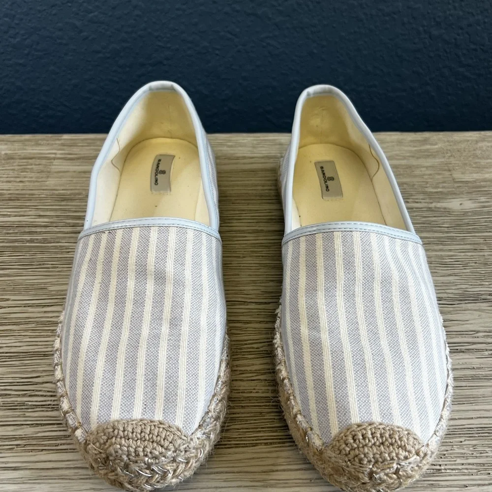 Bandolino Beige and Cream Striped Espadrilles